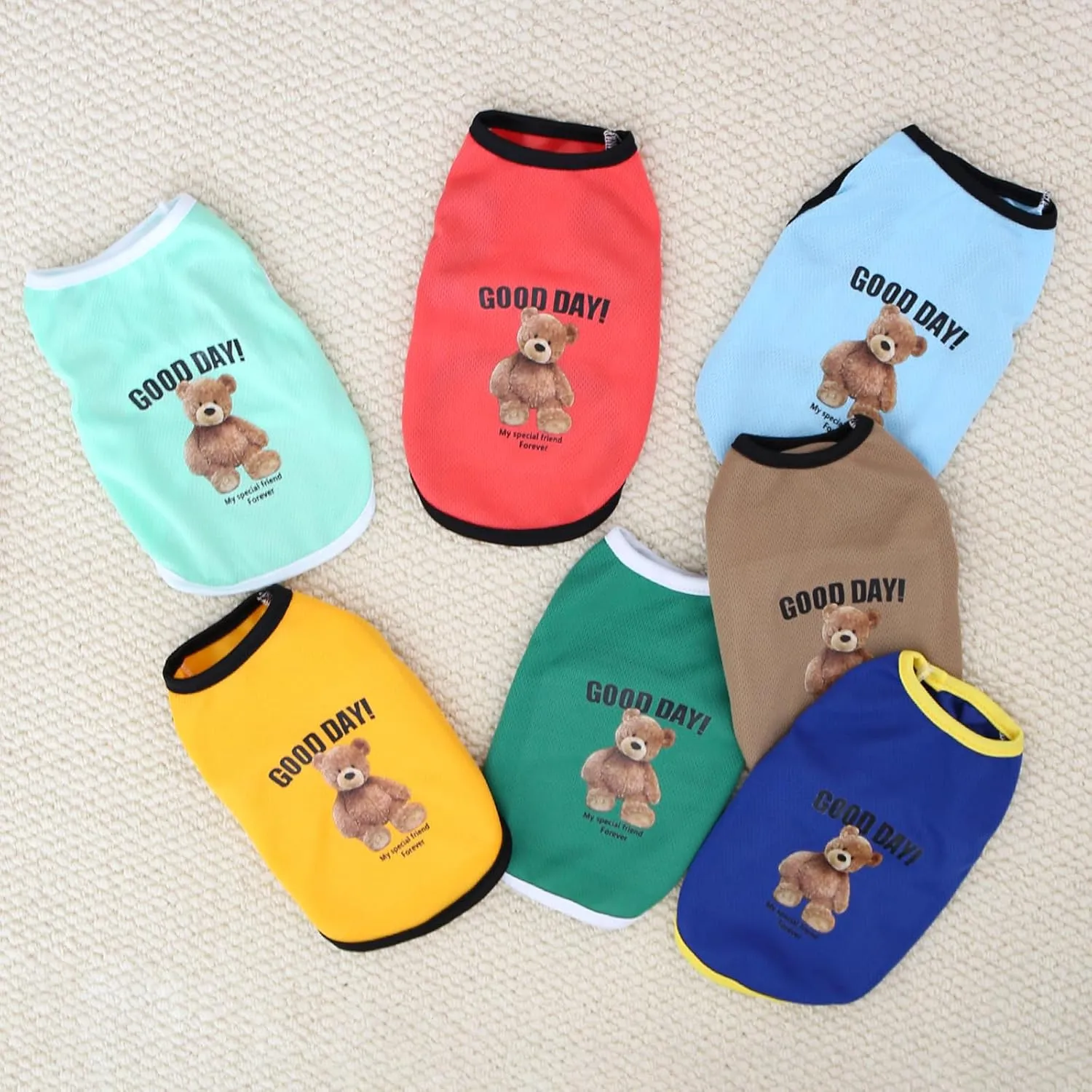 10 Pieces Dog Shirts Bear Print Puppy Shirt Breathable Pet Apparel Dog Sleeveless Vest for Small Medium Large Dogs Cats