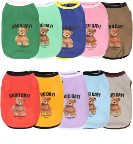 10 Pieces Dog Shirts Bear Print Puppy Shirt Breathable Pet Apparel Dog Sleeveless Vest for Small Medium Large Dogs Cats
