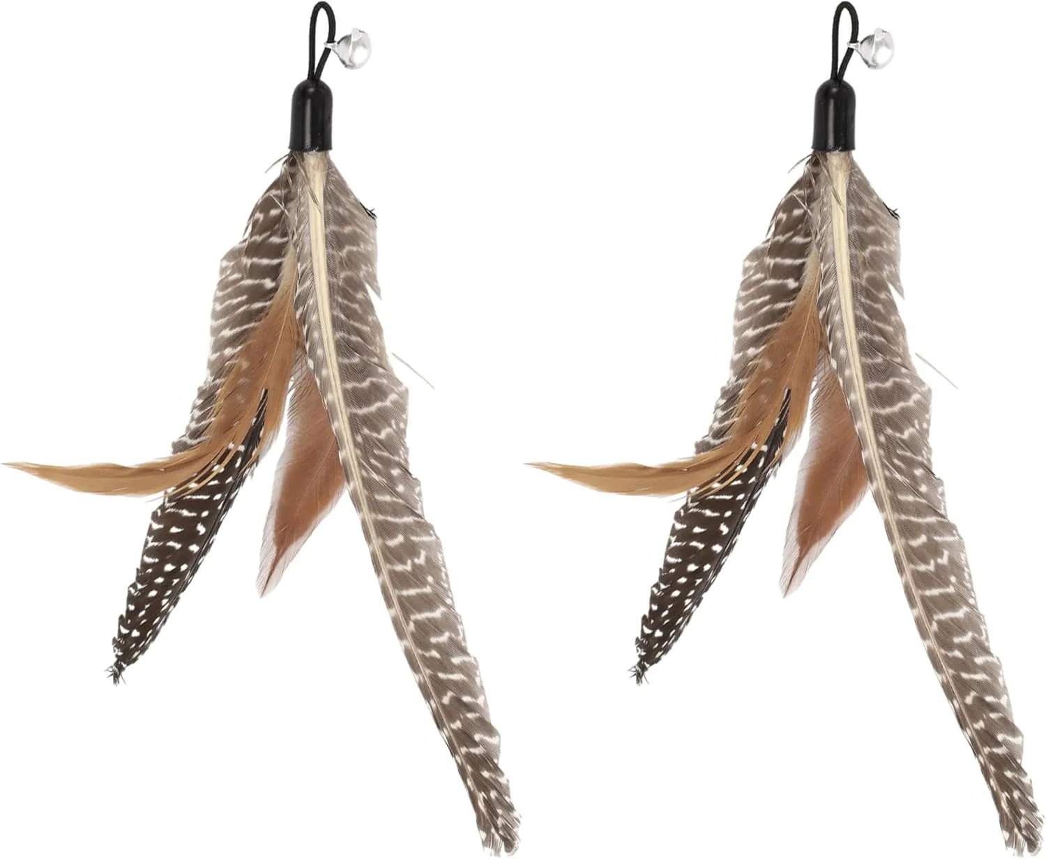 2 Pcs Feather Cat Wand Replacement for Pet Interactive, Cat Wand Refill Attachments for Indoor and Outdoor Cats, Gradient Brown