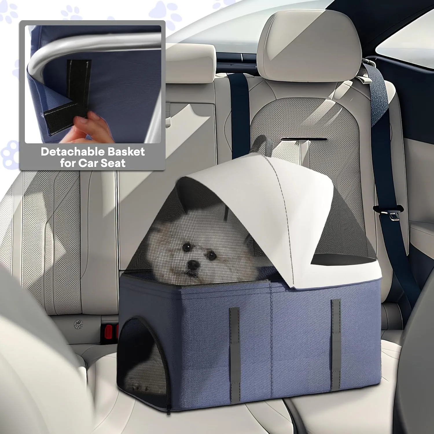 3-in-1 Visible Foldable Pet Carrier, Detachable Car Seat and Stroller with Push Button Entry for Small Pets, Cat Dog Carrier for Medium Dogs Cats Load Up to 33 lbs, Navy Blue