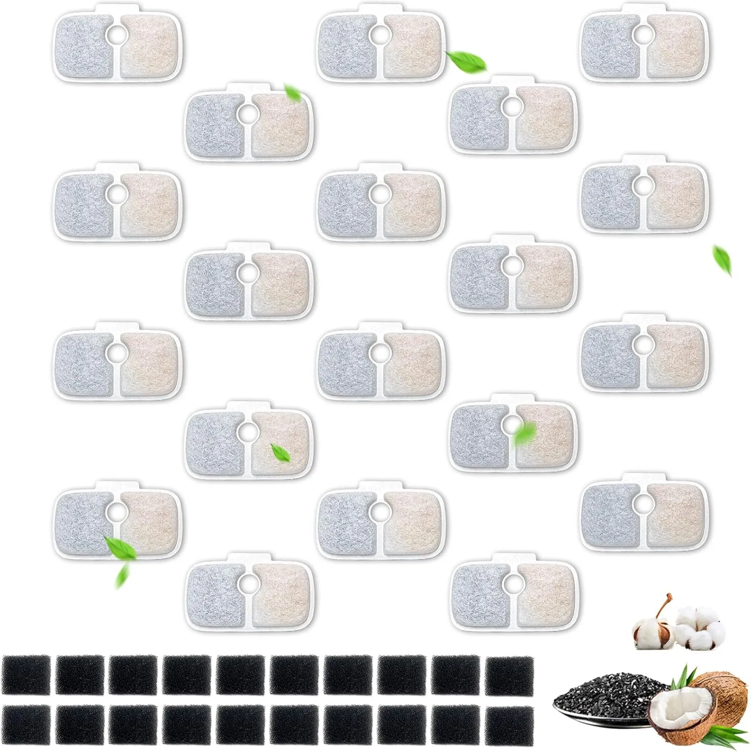 40 Pack for Petlibro Cat Water Fountain Filters Replacement, Compatible with PETLIBRODockstream Cat Water Fountain PLWF005 PLWF115 PLWF105 (20 Replacement Water Filter   20 Pre-Filter Sponges)