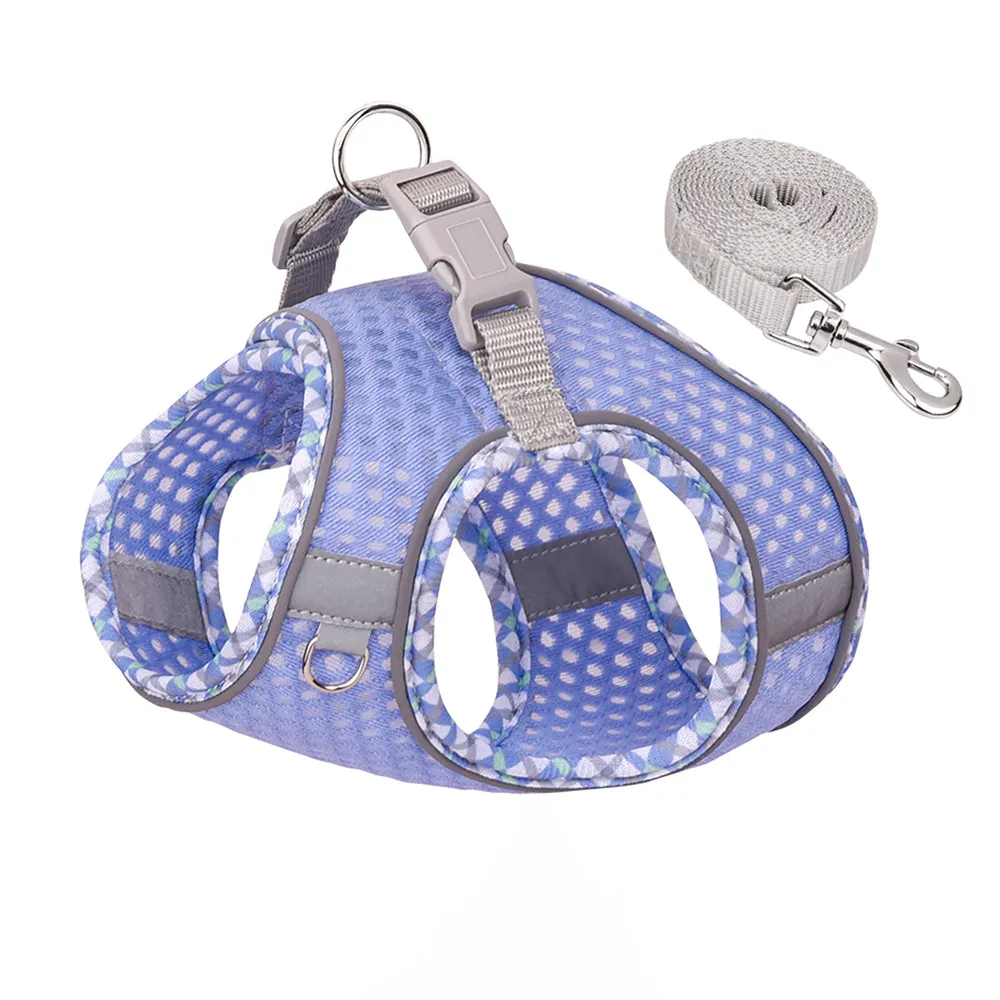 Aiitle Plaid Border Reflective Mesh Dog Harness Sage