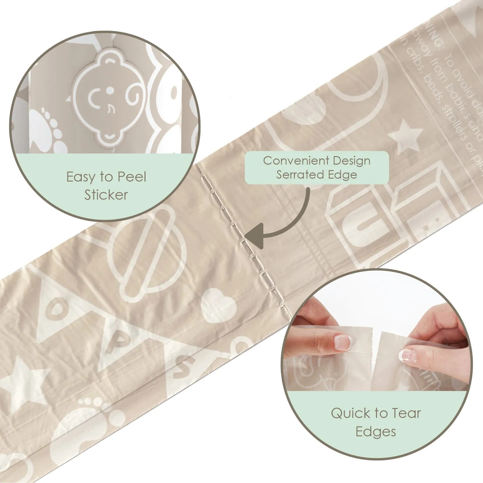 Baby Disposable Diaper Bags |  UNSCENTED - 6 Roll Refill Pack