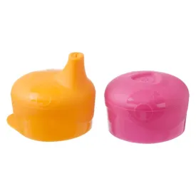 B.Box Universal Silicone Lid & Straw Travel Pack- Strawberry Shake Pink Orange