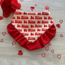 Be mine Valentines Dog bandana with red ruffles