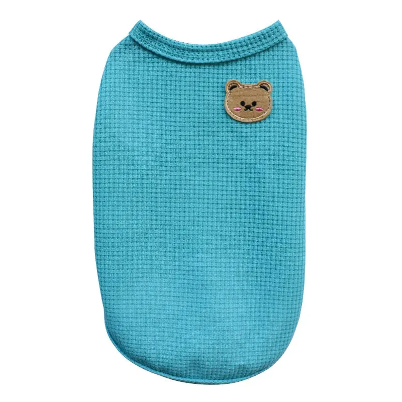 Bear Patch Pet Vest - Lightweight Cotton Summer T-Shirt for Cats & Small Dogs