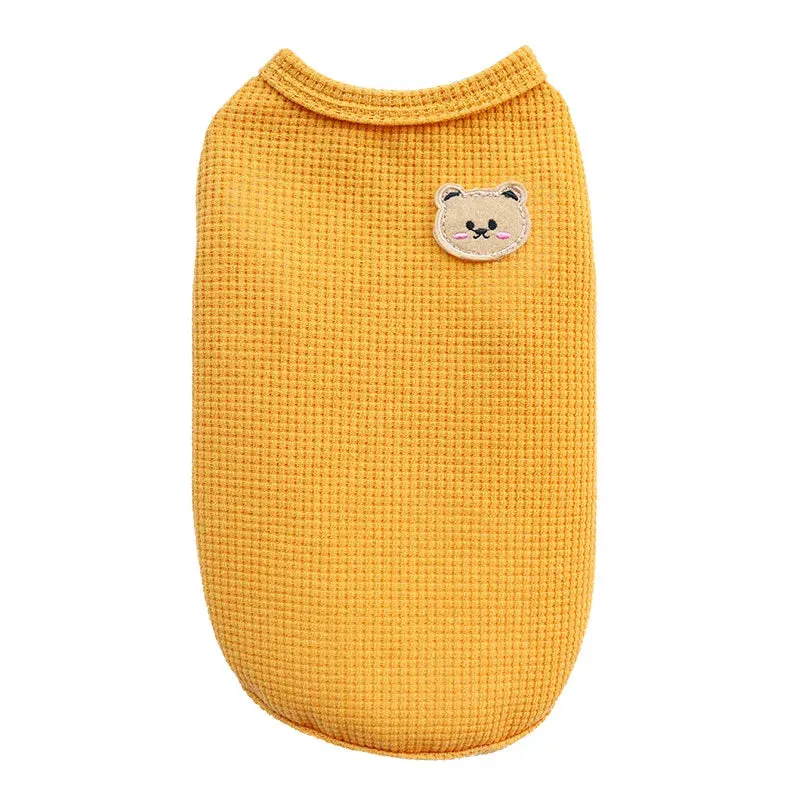 Bear Patch Pet Vest - Lightweight Cotton Summer T-Shirt for Cats & Small Dogs