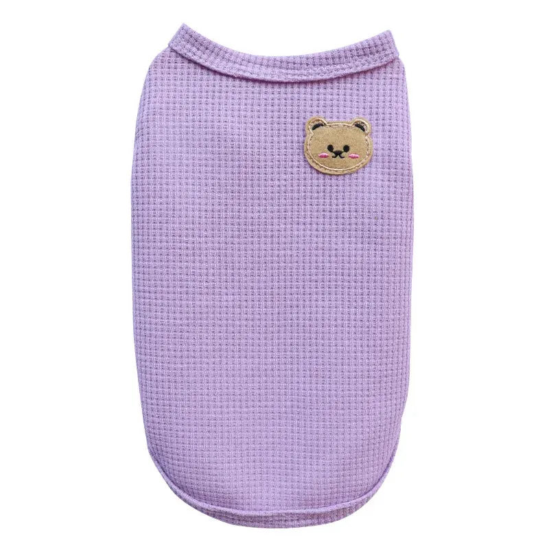 Bear Patch Pet Vest - Lightweight Cotton Summer T-Shirt for Cats & Small Dogs