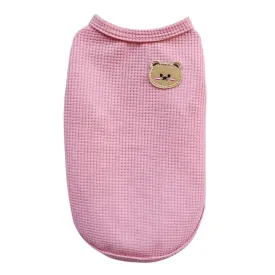 Bear Patch Pet Vest - Lightweight Cotton Summer T-Shirt for Cats & Small Dogs
