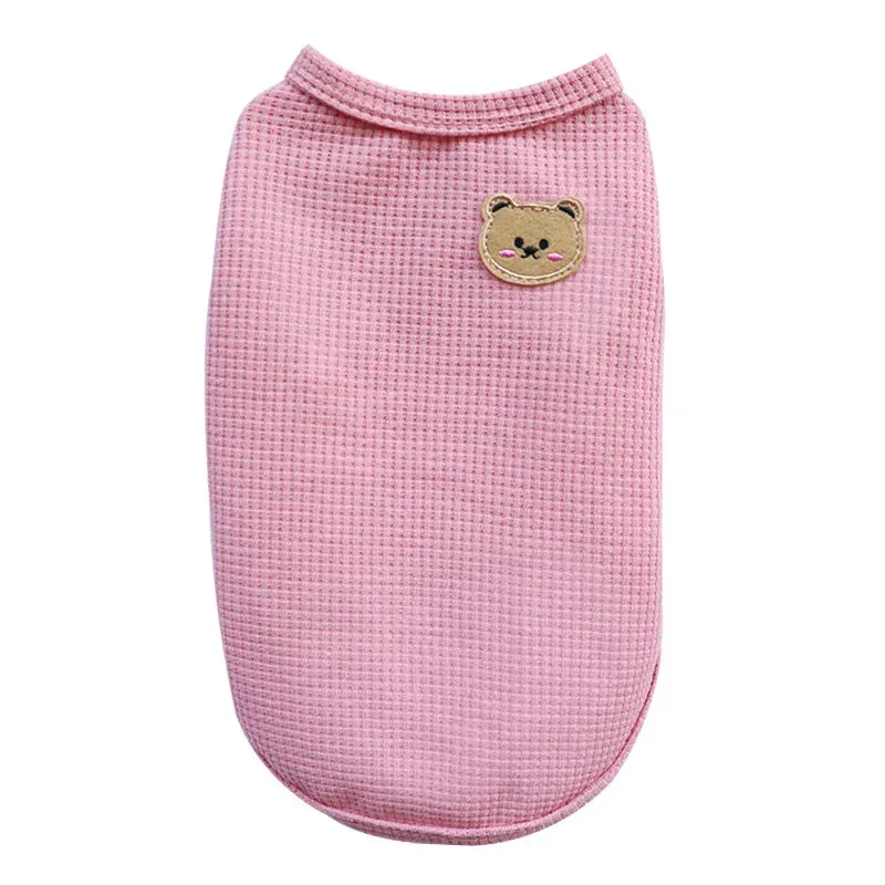 Bear Patch Pet Vest - Lightweight Cotton Summer T-Shirt for Cats & Small Dogs