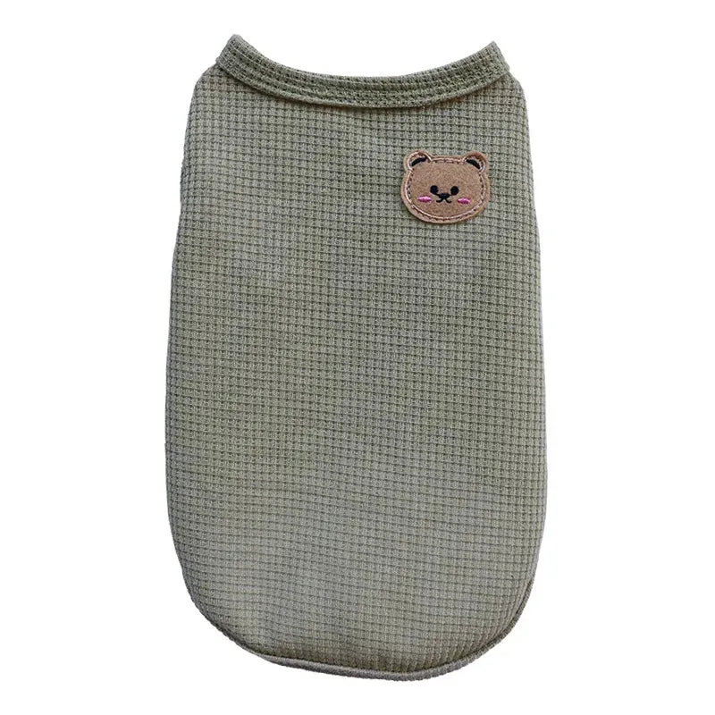Bear Patch Pet Vest - Lightweight Cotton Summer T-Shirt for Cats & Small Dogs