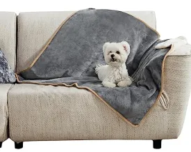 Bedsure Waterproof Dog Blankets for Small Dogs - Small Cat Blanket Washable for Couch Protection, Sherpa Fleece Puppy Blanket, Soft Plush Reversible Throw Furniture Protector, 25"X35", Grey