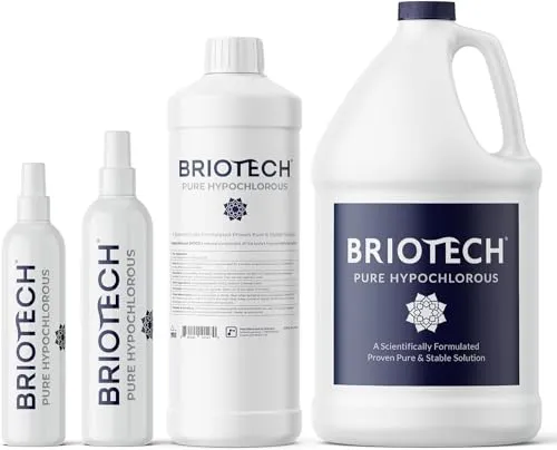 BRIOTECH Pure Hypochlorous Acid Spray and Cleanser, Original Premium HOCl Topical Solution, Multi-Purpose Cleaner, Family Approved & Pet Friendly, 1 gal refill ea, 2 ct