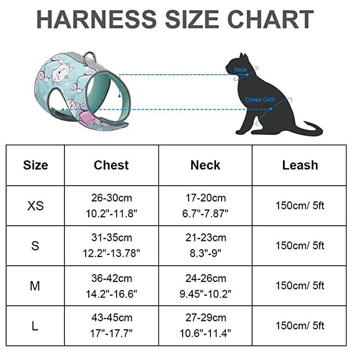 Cat Kitten Reflective Strap Walking Harness and Leash