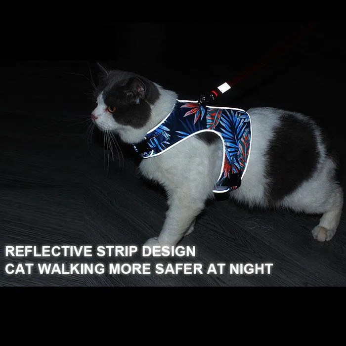 Cat Kitten Reflective Strap Walking Harness and Leash