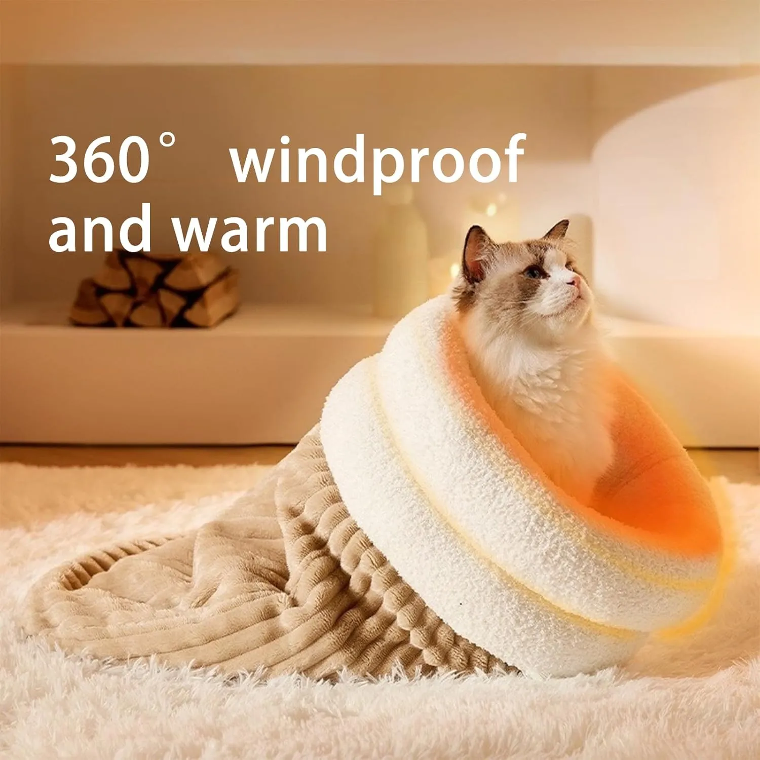 Cat Sleeping Bag for Indoor CatsSoft Plush Cat Sack Self Warming Cats Cave Bed, Pet Snuggle Sack for Kitten Puppy(Brown, Large 21" x 17.7")