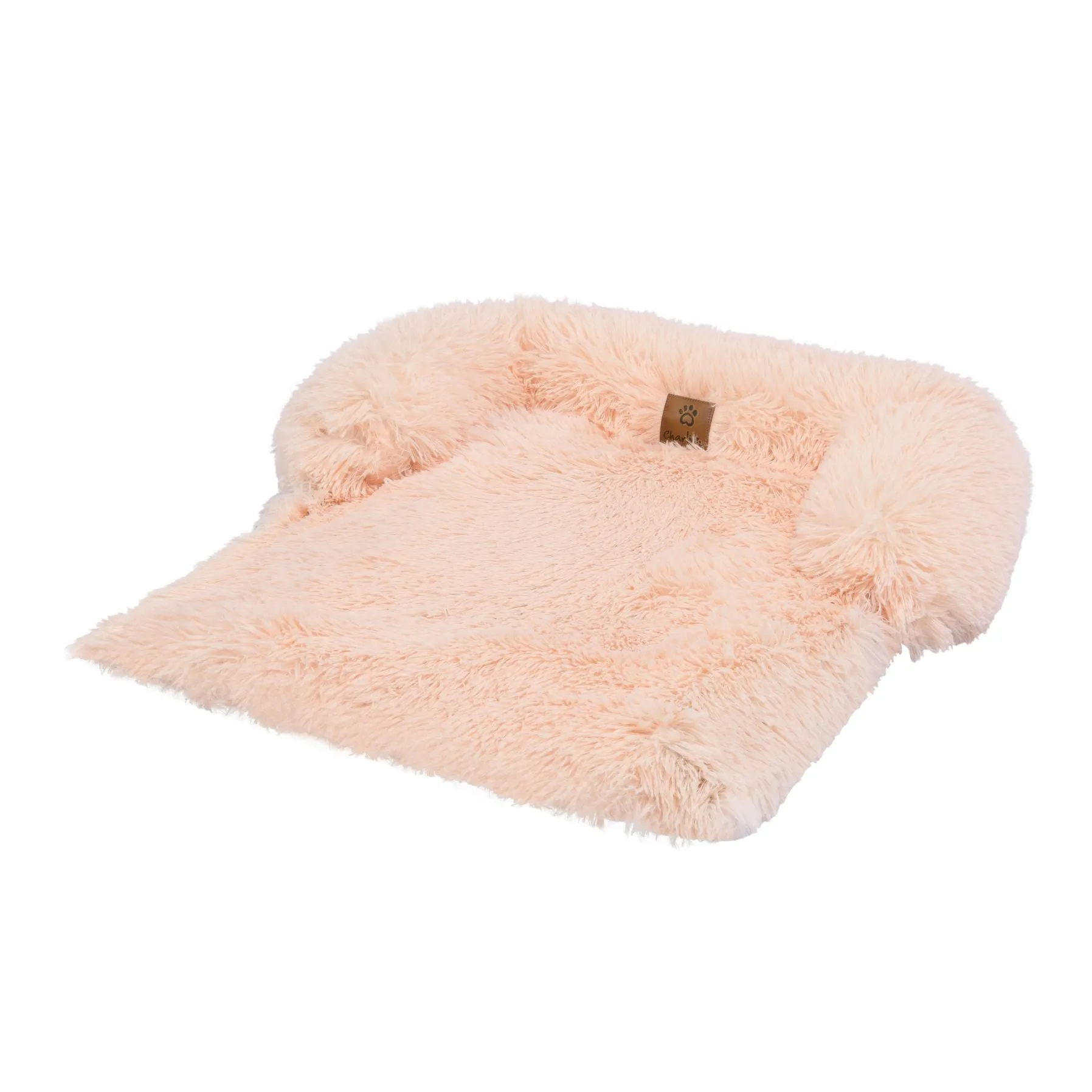 Charlie's Shaggy Faux Fur Bolster Sofa Protector Calming Dog Bed Soft Beige Large