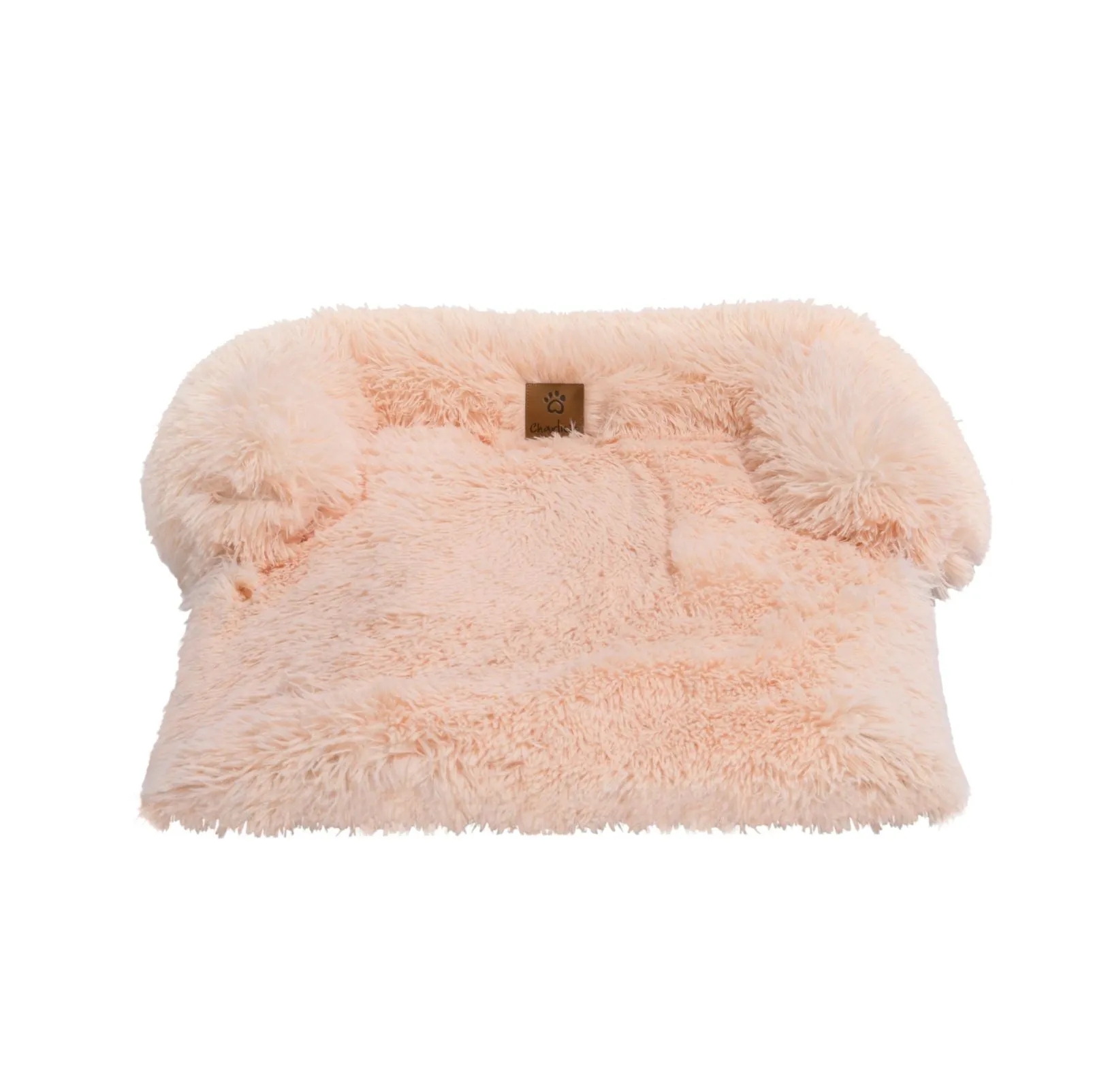 Charlie's Shaggy Faux Fur Bolster Sofa Protector Calming Dog Bed Soft Beige Large