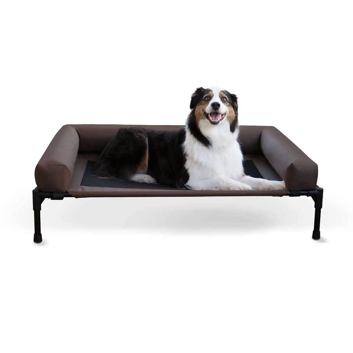 Chocolate Brown Dog Cot with Bolster - Large