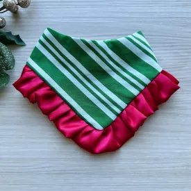 Christmas Green Candy Cane Strips W/Ruffles