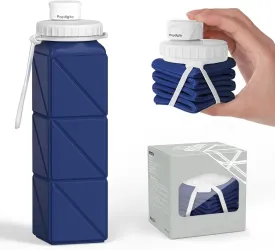 Collapsible Water Bottles 20.6oz Silicone Foldable Leakproof BPA Free Reusable Lightweight Portable Sport Water Bottles For Travel Camping Hiking Outdoor Indoor Detachable for Dishwasher