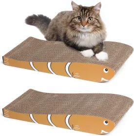 ComSaf Cat Scratching Board 2 Pack, Cat Scratcher Cardboard, Curved Cat Scratcher, Cute Cat Scratch Pad for Kitty, Recycle Cardboard, Double-Sided Pad for Long Lasting Use (Orange)