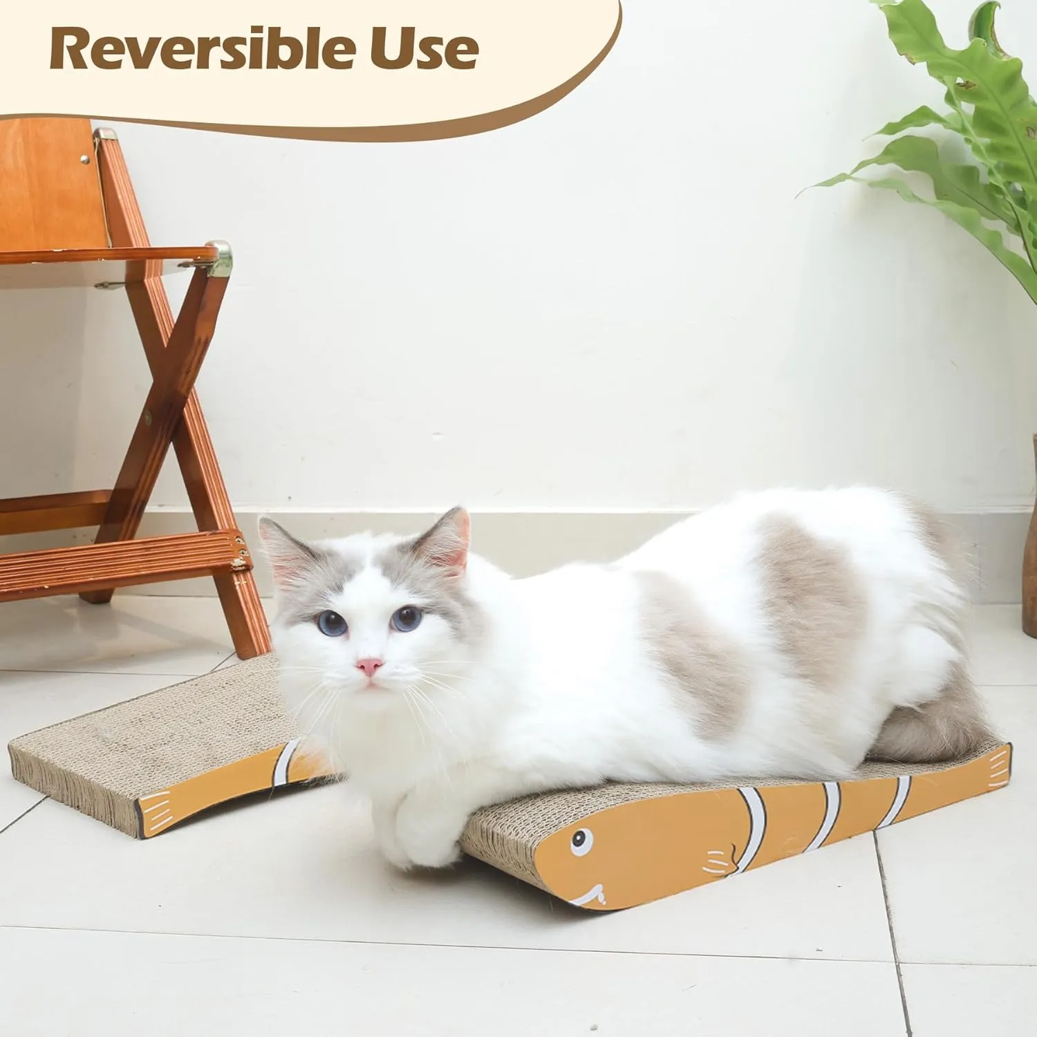 ComSaf Cat Scratching Board 2 Pack, Cat Scratcher Cardboard, Curved Cat Scratcher, Cute Cat Scratch Pad for Kitty, Recycle Cardboard, Double-Sided Pad for Long Lasting Use (Orange)
