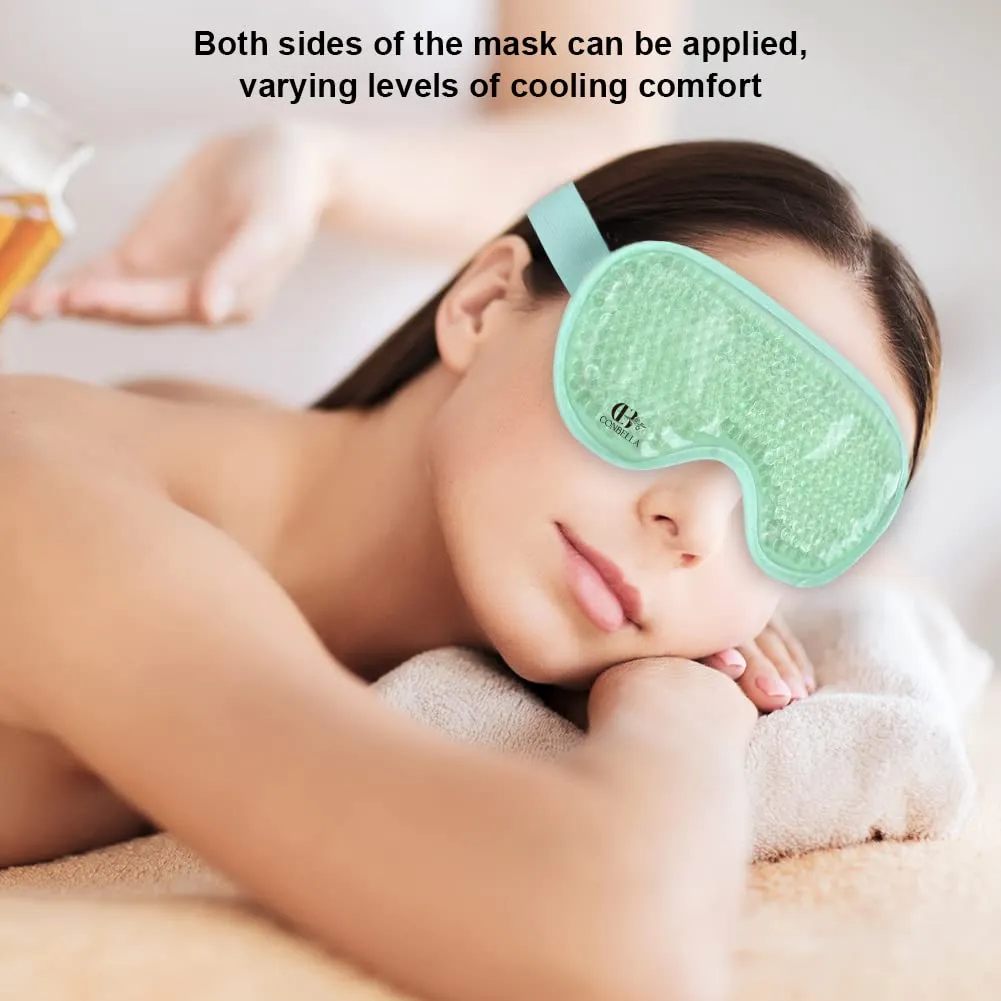 CONBELLA Cooling Eye Mask Gel Eye Mask Reusable Cold Eye Mask for Puffy Eyes, Eye Ice Pack Eye Mask with Soft Plush Backing for Dark Circles, Migraine, Stress Relief