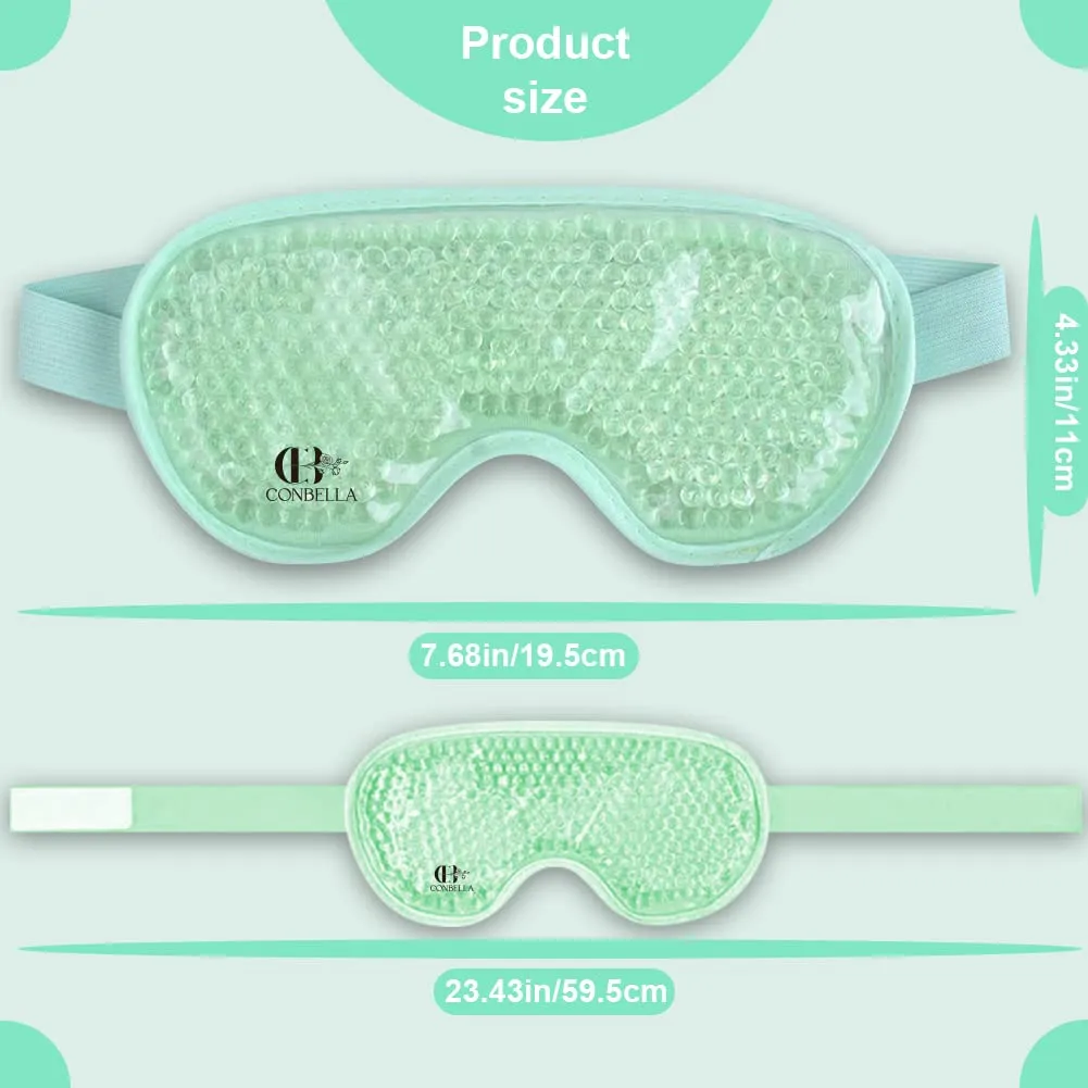 CONBELLA Cooling Eye Mask Gel Eye Mask Reusable Cold Eye Mask for Puffy Eyes, Eye Ice Pack Eye Mask with Soft Plush Backing for Dark Circles, Migraine, Stress Relief