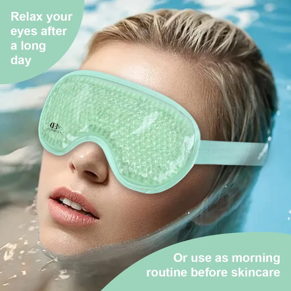 CONBELLA Cooling Eye Mask Gel Eye Mask Reusable Cold Eye Mask for Puffy Eyes, Eye Ice Pack Eye Mask with Soft Plush Backing for Dark Circles, Migraine, Stress Relief