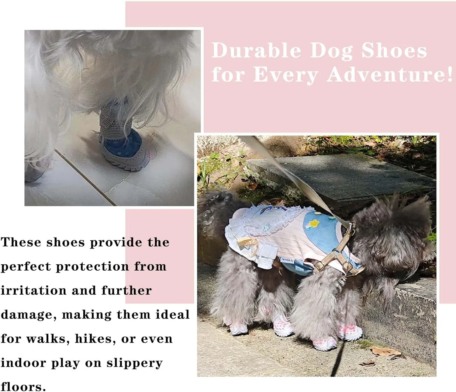 Dog Shoes for Small Dogs, Soft Mesh Dog Boots for Summer Hot Pavement, Outdoor Walking Running, Anti-Slip Dog Boots & Paw Protectors, Size 5, Pink