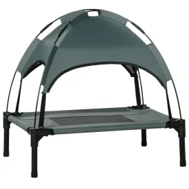 Elevated Dog Bed Waterproof Elevated Pet Cot with Breathable Mesh UV Protection Canopy Grey for Small Dogs 61 x 46 x 62cm