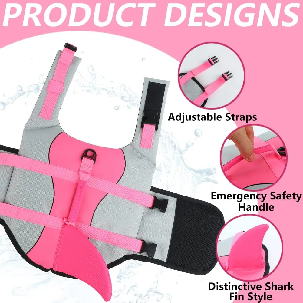 EMUST Dog Life Vests, Pet Floats for Swimming, Boat, Pool, Ripstop Dog Life Jacket with High Buoyancy and Lift Handle for Small and Medium Breeds, (M,Pink)