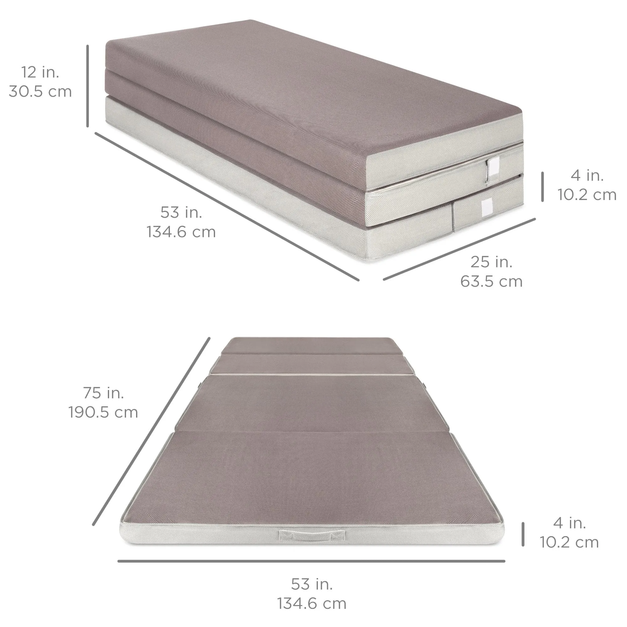 Folding Portable Mattress Topper w/ High-Density Foam