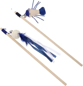GALPADA 2Pcs Interactive Cat Teaser Wand Plaything for Cats Engaging Kitten Sticks for Exercise and Fun Durable Mouse and Ball Present for Cat Lovers