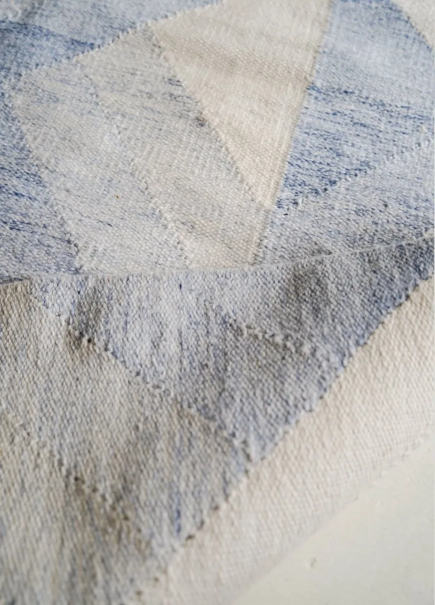 Geometric Blue Recycled PET Runner Rug
