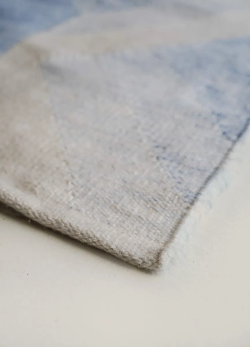 Geometric Blue Recycled PET Runner Rug