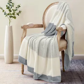 Homelike Moment Fleece Throw Blanket Twin Size, Grey Soft Fluffy Twin Blanket, Fuzzy Cozy Plush Flannel Blankets for Sofa, Comfy Warm Lightweight Twin Bed Blanket Striped (Light Gray, 60x80IN)