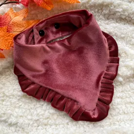 Mauve Velvet Dog bandana with ruffles, Fancy bandana