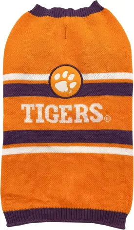 NCAA Clemson Tigers Dog Sweater, Size Medium. Warm and Cozy Knit Pet Sweater with NCAA Team Logo, Best Puppy Sweater for Large and Small Dogs