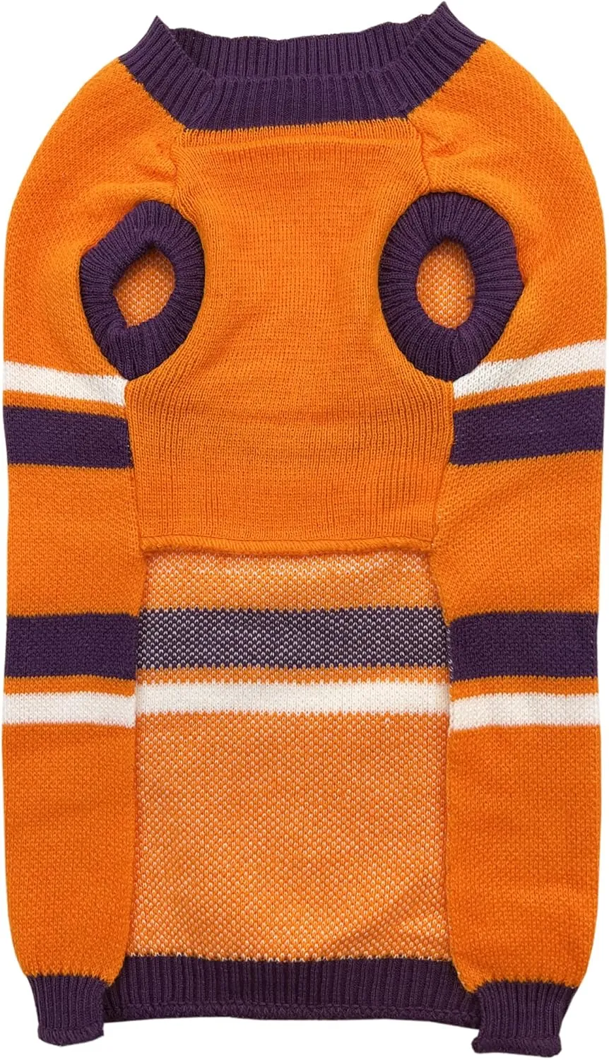 NCAA Clemson Tigers Dog Sweater, Size Medium. Warm and Cozy Knit Pet Sweater with NCAA Team Logo, Best Puppy Sweater for Large and Small Dogs