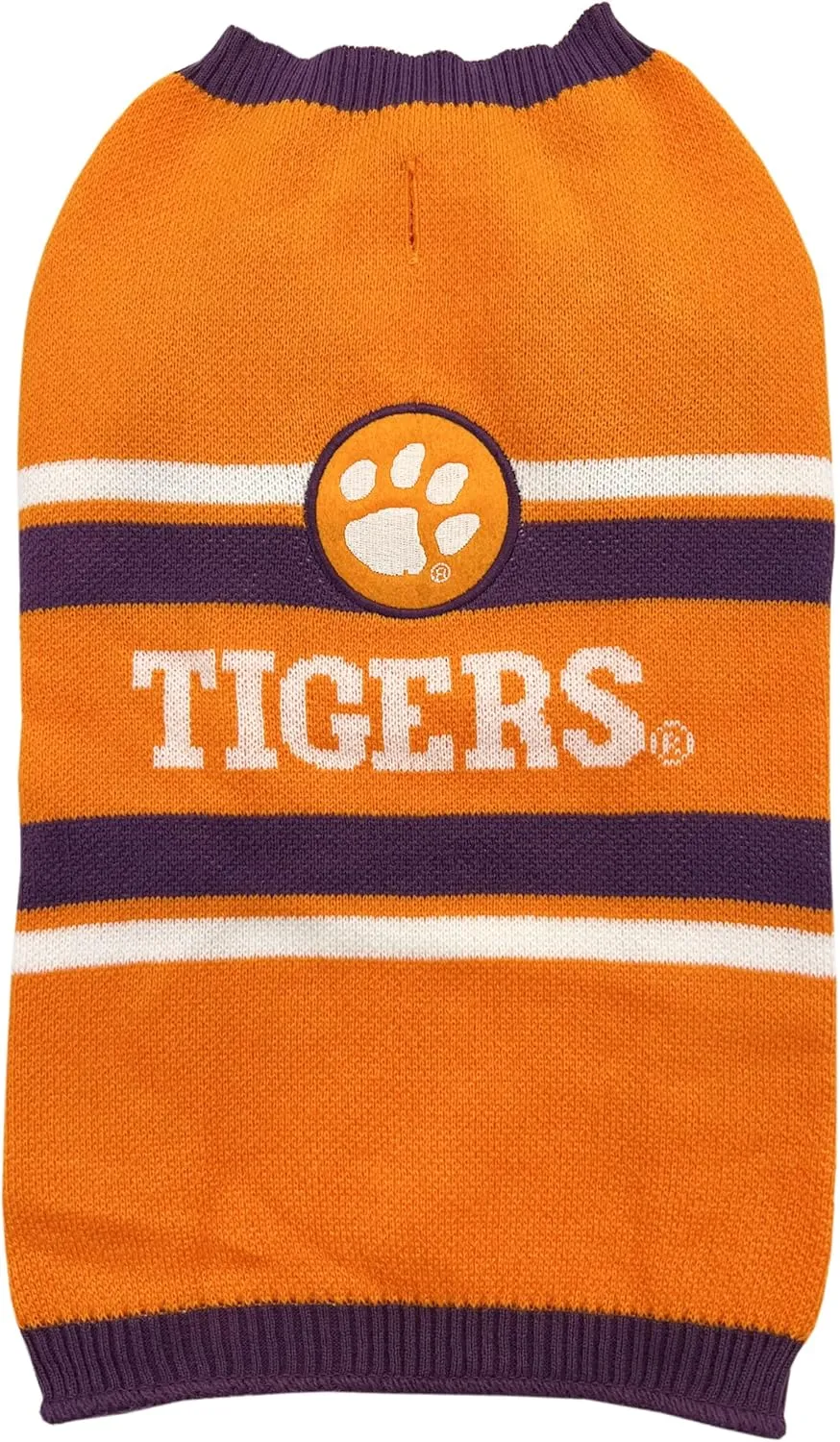 NCAA Clemson Tigers Dog Sweater, Size Medium. Warm and Cozy Knit Pet Sweater with NCAA Team Logo, Best Puppy Sweater for Large and Small Dogs