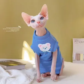 Nice Color Bear Cotton Soft Sleeveless Vest | Summer Thin Sphynx Hairless Cat Clothes