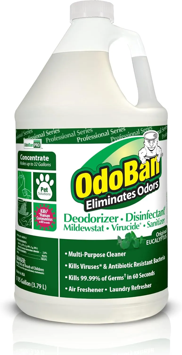 OdoBan Professional Disinfectant and Odor Eliminator Concentrate, 1 Gallon, Original Eucalyptus Scent