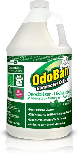 OdoBan Professional Disinfectant and Odor Eliminator Concentrate, 1 Gallon, Original Eucalyptus Scent