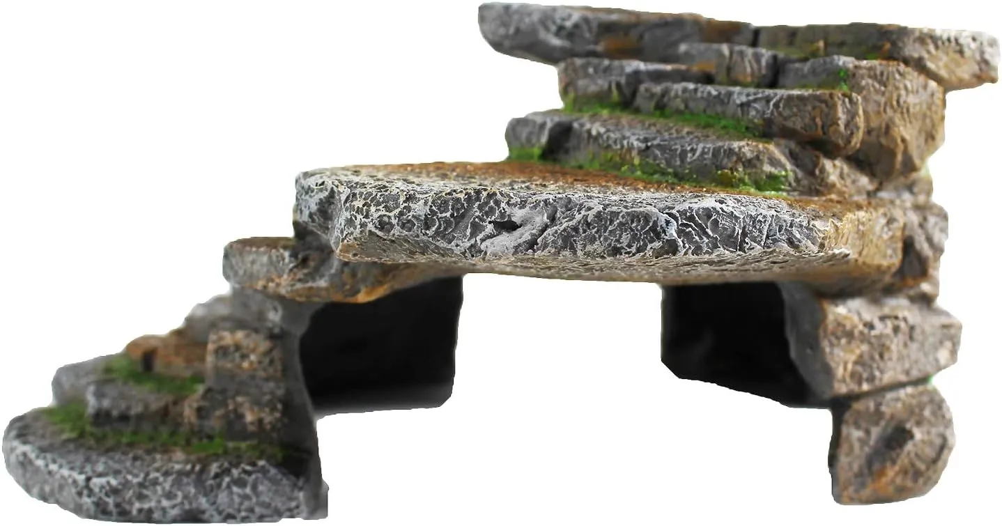 PENN-PLAX (REP183) Reptology Shale Scape Step Ledge & Cave Hideout  Decorative Resin for Aquariums & Terrariums  Great for Reptiles, Amphibians, and Fish  Large