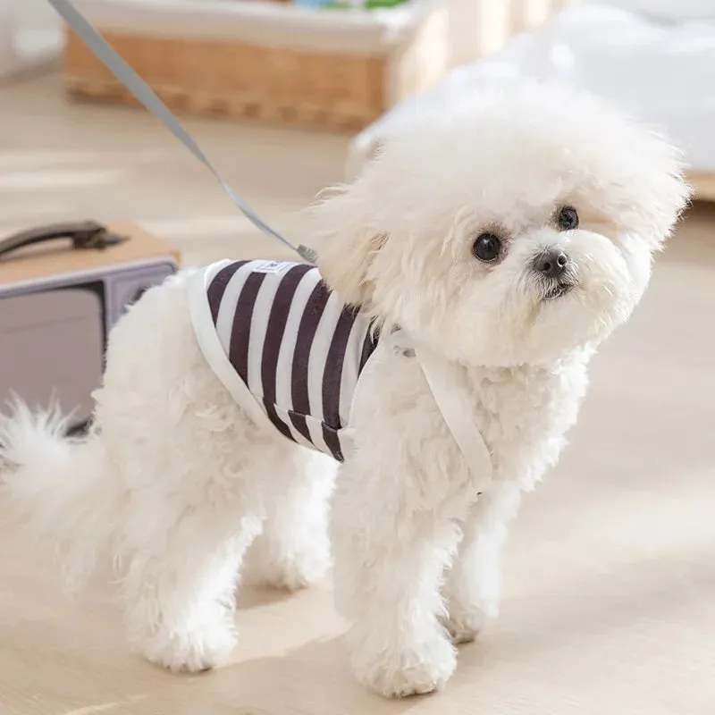Pet Dog Clothes Striped Bear Vest | 2024 Summer Collection for Dogs and Cats | Small Traction Suspender | Cute Thin Vest for Boys and Girls Pets