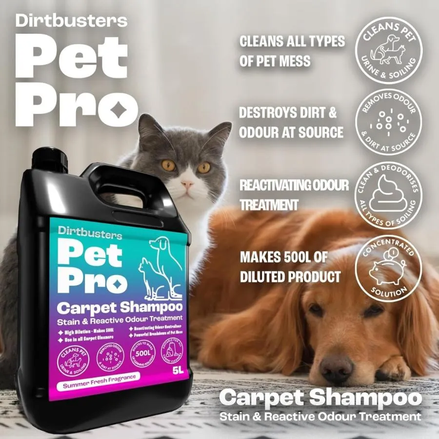 Pet Pro Carpet Cleaner Shampoo, Cleaning Solution to Remove Dog & Cat Urine, Odour & Stains, Summer Fresh (5L)