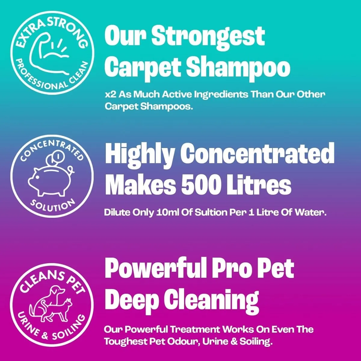 Pet Pro Carpet Cleaner Shampoo, Cleaning Solution to Remove Dog & Cat Urine, Odour & Stains, Summer Fresh (5L)