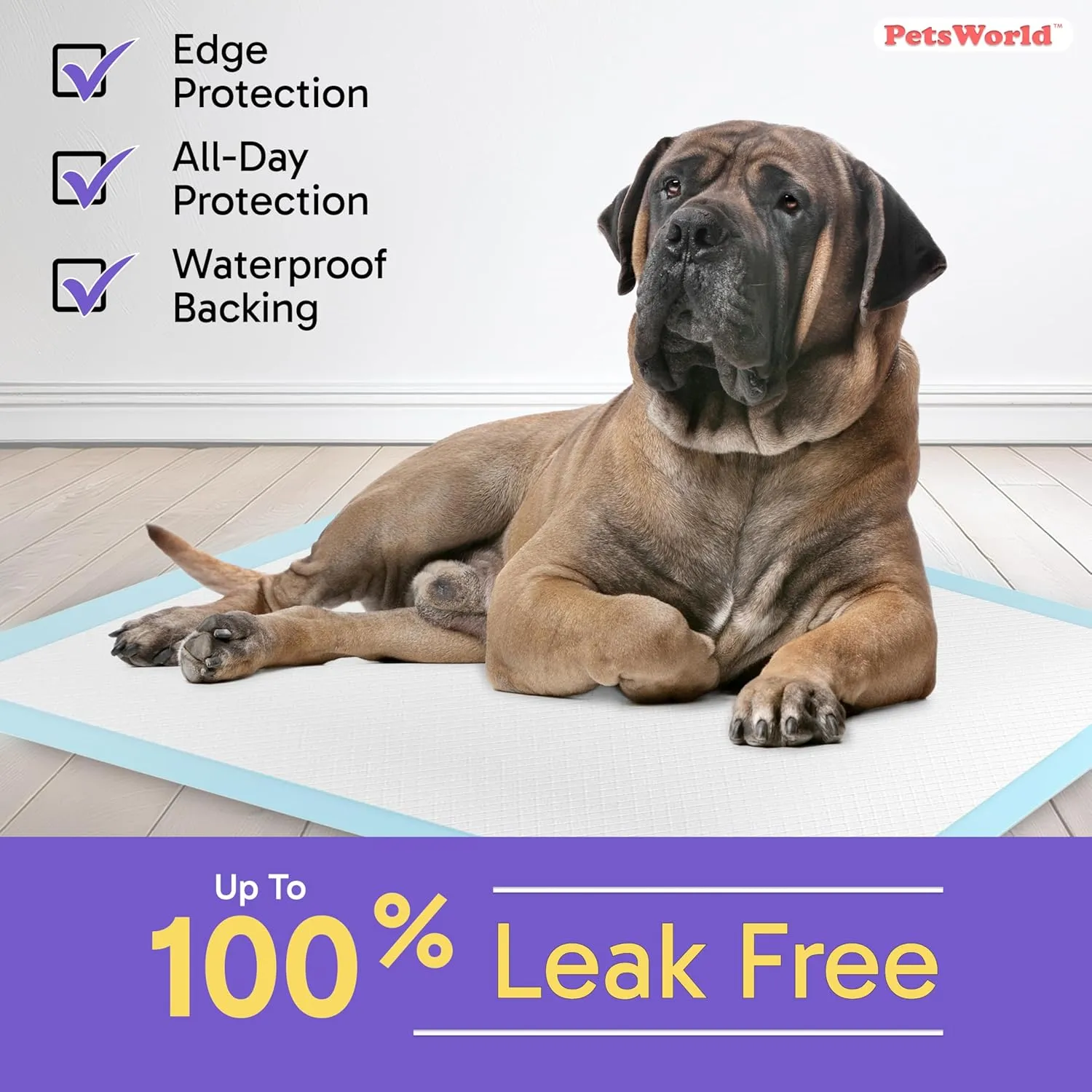 PETSWORLD Giant Dog Potty Pads, Odor-Eliminating, 36" x 36" 25 Counts, Ultra Absorbent 5-Layer Leak-Proof Training Pads for Dogs & Cats